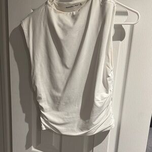 Abercrombie white cinched side shell top